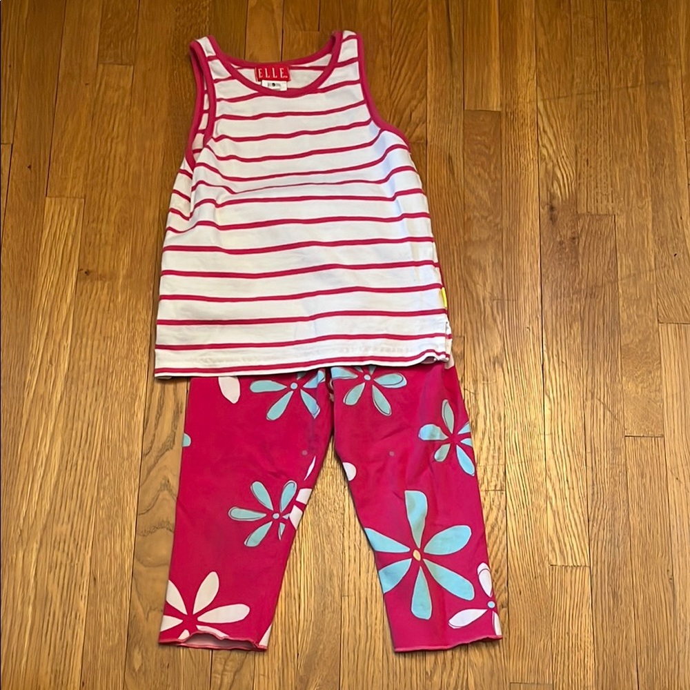 Elle Pink and White Striped Tank with Floral Pants